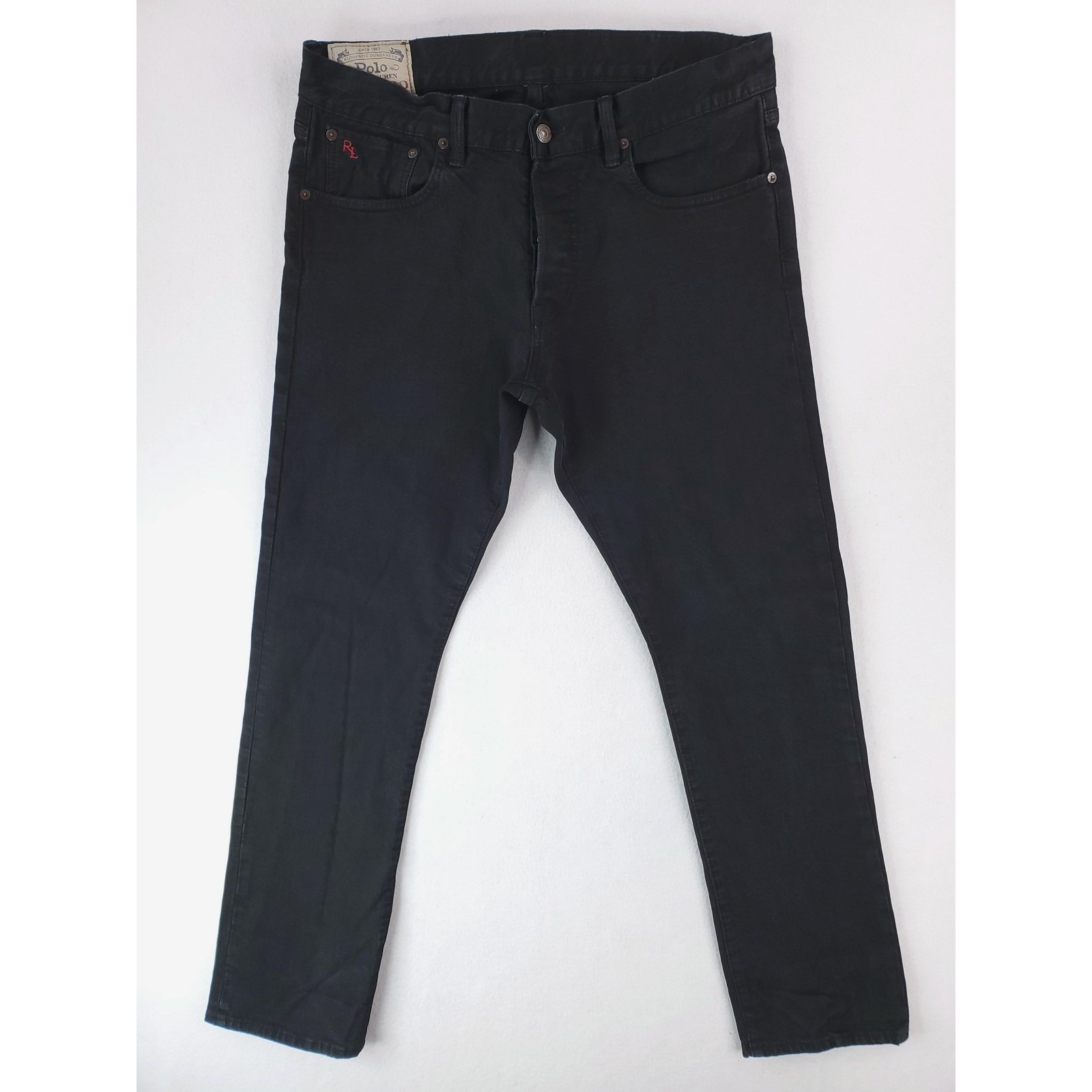 Polo Ralph Lauren Jeans Men 34x32 Black Varick Slim Straight Anderson Button Fly